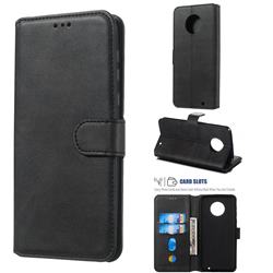 Retro Calf Matte Leather Wallet Phone Case for Motorola Moto G6 Plus G6Plus - Black
