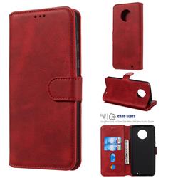 Retro Calf Matte Leather Wallet Phone Case for Motorola Moto G6 Plus G6Plus - Red