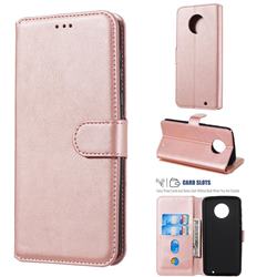 Retro Calf Matte Leather Wallet Phone Case for Motorola Moto G6 Plus G6Plus - Pink