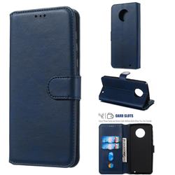Retro Calf Matte Leather Wallet Phone Case for Motorola Moto G6 Plus G6Plus - Blue