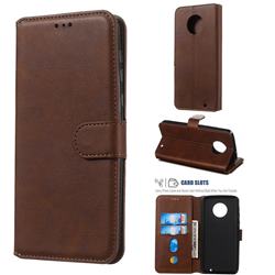Retro Calf Matte Leather Wallet Phone Case for Motorola Moto G6 Plus G6Plus - Brown