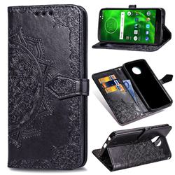 Embossing Imprint Mandala Flower Leather Wallet Case for Motorola Moto G6 Plus G6Plus - Black