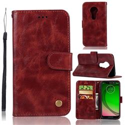 Luxury Retro Leather Wallet Case for Motorola Moto G7 / G7 Plus - Wine Red