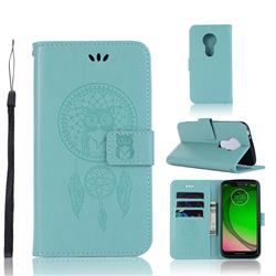 Intricate Embossing Owl Campanula Leather Wallet Case for Motorola Moto G7 / G7 Plus - Green