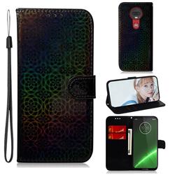 Laser Circle Shining Leather Wallet Phone Case for Motorola Moto G7 / G7 Plus - Black