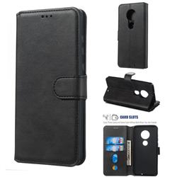 Retro Calf Matte Leather Wallet Phone Case for Motorola Moto G7 / G7 Plus - Black