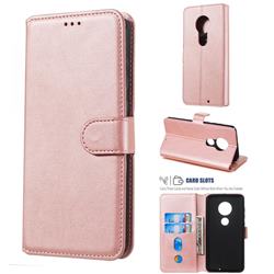 Retro Calf Matte Leather Wallet Phone Case for Motorola Moto G7 / G7 Plus - Pink