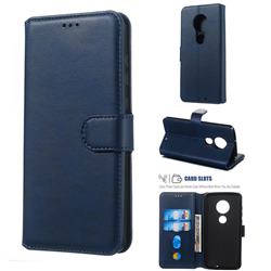Retro Calf Matte Leather Wallet Phone Case for Motorola Moto G7 / G7 Plus - Blue