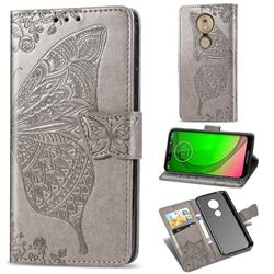 Embossing Mandala Flower Butterfly Leather Wallet Case for Motorola Moto G7 / G7 Plus - Gray