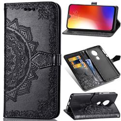 Embossing Imprint Mandala Flower Leather Wallet Case for Motorola Moto G7 / G7 Plus - Black