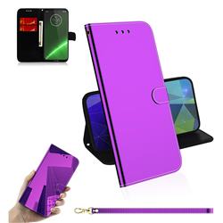 Shining Mirror Like Surface Leather Wallet Case for Motorola Moto G7 / G7 Plus - Purple