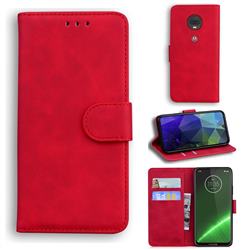Retro Classic Skin Feel Leather Wallet Phone Case for Motorola Moto G7 / G7 Plus - Red