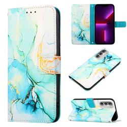 Green Illusion Marble Leather Wallet Protective Case for Motorola Moto G71 5G