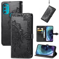Embossing Imprint Mandala Flower Leather Wallet Case for Motorola Moto G71 5G - Black