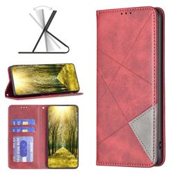 Prismatic Slim Magnetic Sucking Stitching Wallet Flip Cover for Motorola Moto G73 5G - Red
