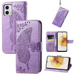 Embossing Mandala Flower Butterfly Leather Wallet Case for Motorola Moto G73 5G - Light Purple