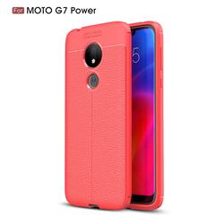 Luxury Auto Focus Litchi Texture Silicone TPU Back Cover for Motorola Moto G7 Power - Red