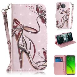 Butterfly High Heels 3D Painted Leather Wallet Phone Case for Motorola Moto G7 Power