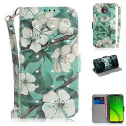 Watercolor Flower 3D Painted Leather Wallet Phone Case for Motorola Moto G7 Power