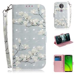 Magnolia Flower 3D Painted Leather Wallet Phone Case for Motorola Moto G7 Power