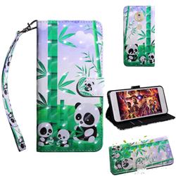 Eating Bamboo Pandas 3D Painted Leather Wallet Case for Motorola Moto G7 Power