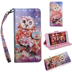 Colored Owl 3D Painted Leather Wallet Case for Motorola Moto G7 Power