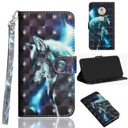 Snow Wolf 3D Painted Leather Wallet Case for Motorola Moto G7 Power