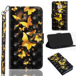 Golden Butterfly 3D Painted Leather Wallet Case for Motorola Moto G7 Power