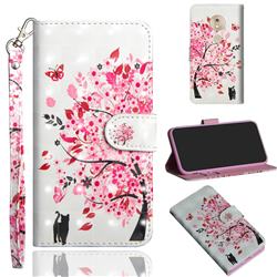 Tree and Cat 3D Painted Leather Wallet Case for Motorola Moto G7 Power