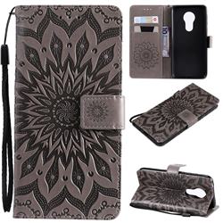 Embossing Sunflower Leather Wallet Case for Motorola Moto G7 Power - Gray
