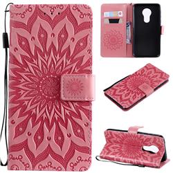 Embossing Sunflower Leather Wallet Case for Motorola Moto G7 Power - Pink
