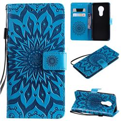 Embossing Sunflower Leather Wallet Case for Motorola Moto G7 Power - Blue