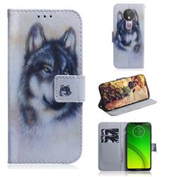 Snow Wolf PU Leather Wallet Case for Motorola Moto G7 Power