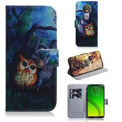 Oil Painting Owl PU Leather Wallet Case for Motorola Moto G7 Power