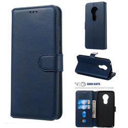 Retro Calf Matte Leather Wallet Phone Case for Motorola Moto G7 Power - Blue