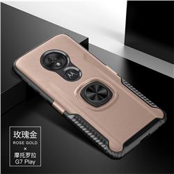 Knight Armor Anti Drop PC + Silicone Invisible Ring Holder Phone Cover for Motorola Moto G7 Play - Rose Gold