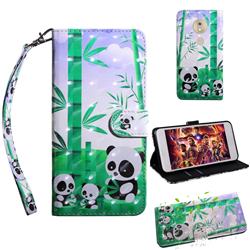 Eating Bamboo Pandas 3D Painted Leather Wallet Case for Motorola Moto G7 Play