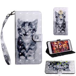 Smiley Cat 3D Painted Leather Wallet Case for Motorola Moto G7 Play