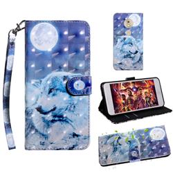 Moon Wolf 3D Painted Leather Wallet Case for Motorola Moto G7 Play