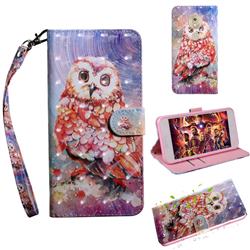 Colored Owl 3D Painted Leather Wallet Case for Motorola Moto G7 Play