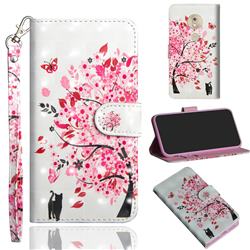 Tree and Cat 3D Painted Leather Wallet Case for Motorola Moto G7 Play