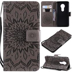 Embossing Sunflower Leather Wallet Case for Motorola Moto G7 Play - Gray
