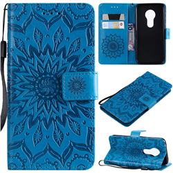 Embossing Sunflower Leather Wallet Case for Motorola Moto G7 Play - Blue