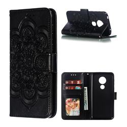 Intricate Embossing Datura Solar Leather Wallet Case for Motorola Moto G7 Play - Black