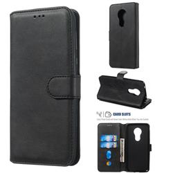 Retro Calf Matte Leather Wallet Phone Case for Motorola Moto G7 Play - Black