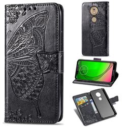 Embossing Mandala Flower Butterfly Leather Wallet Case for Motorola Moto G7 Play - Black