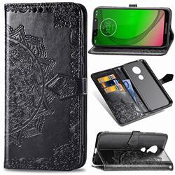 Embossing Imprint Mandala Flower Leather Wallet Case for Motorola Moto G7 Play - Black
