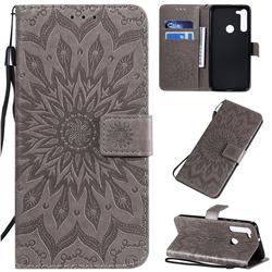 Embossing Sunflower Leather Wallet Case for Motorola Moto G8 - Gray