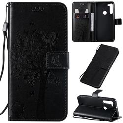 Embossing Butterfly Tree Leather Wallet Case for Motorola Moto G8 - Black