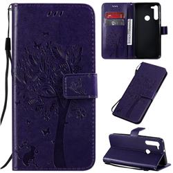 Embossing Butterfly Tree Leather Wallet Case for Motorola Moto G8 - Purple